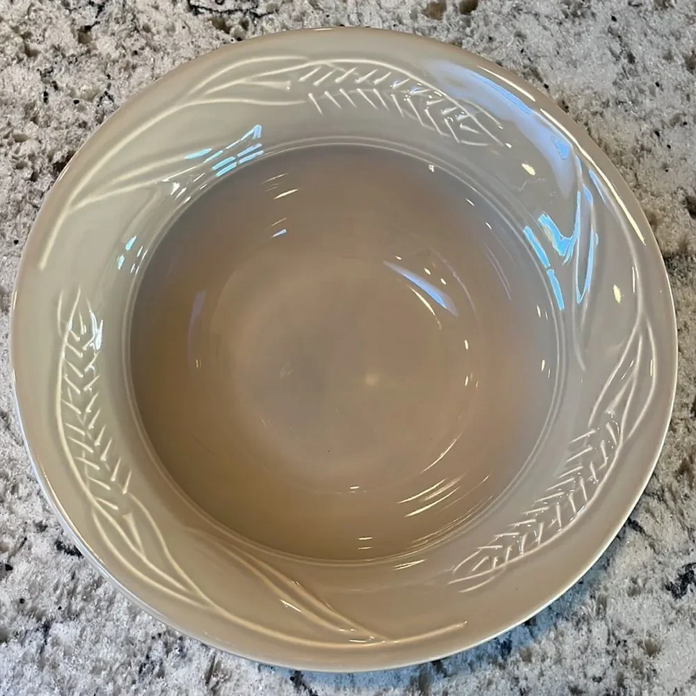 Pottery Barn by Dansk Serving Bowl Embossed Wheat Fall Harvest Thanksgiving